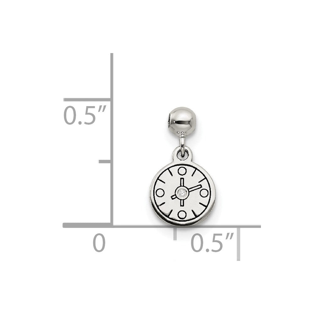 Sterling Silver Mio Memento Enamel CZ Dangle Compass Charm