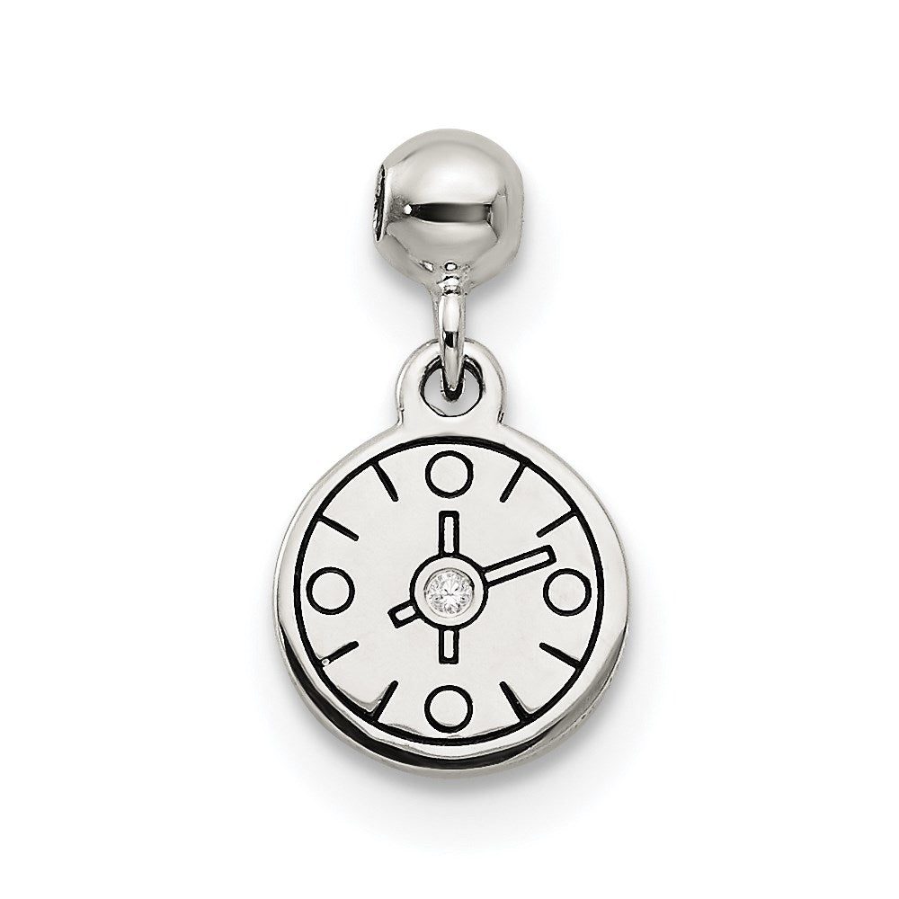 Sterling Silver Mio Memento Enamel CZ Dangle Compass Charm