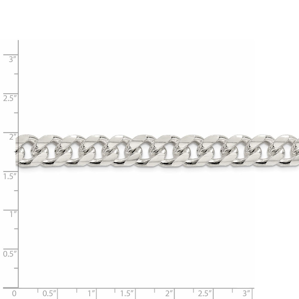 Sterling Silver 10.5mm Domed w/ Side D/C Curb Chain