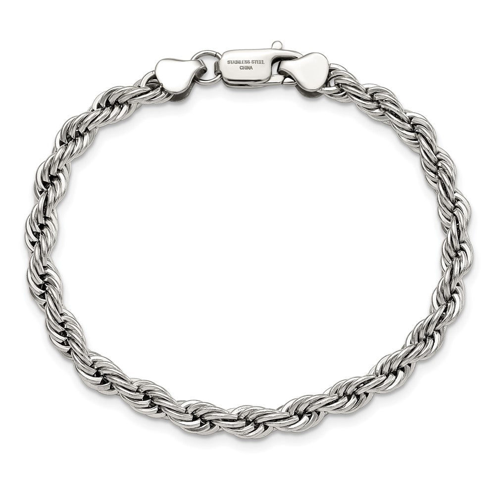 Stainless Steel Polished 6mm 9in Rope Bracelet