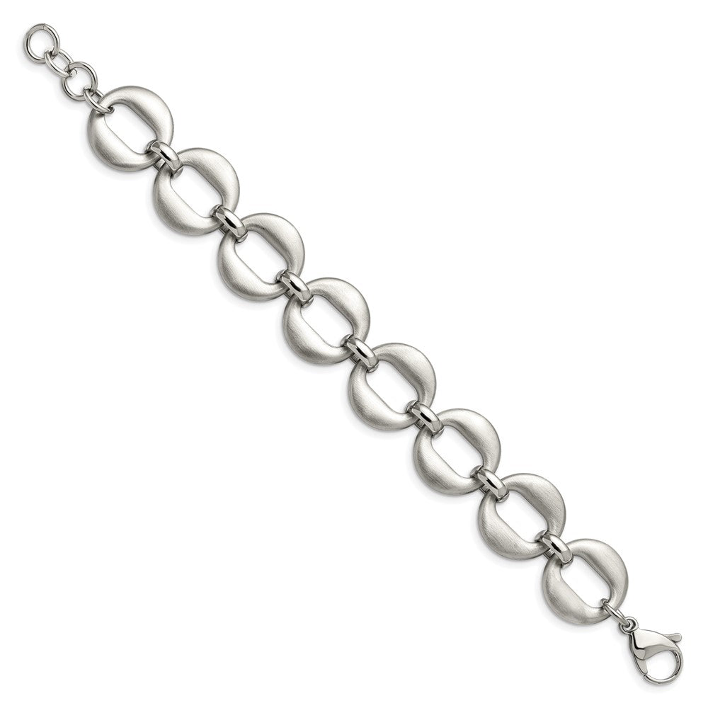 Stainless Steel Polished and Brushed 7.5in w/.5in ext. Bracelet