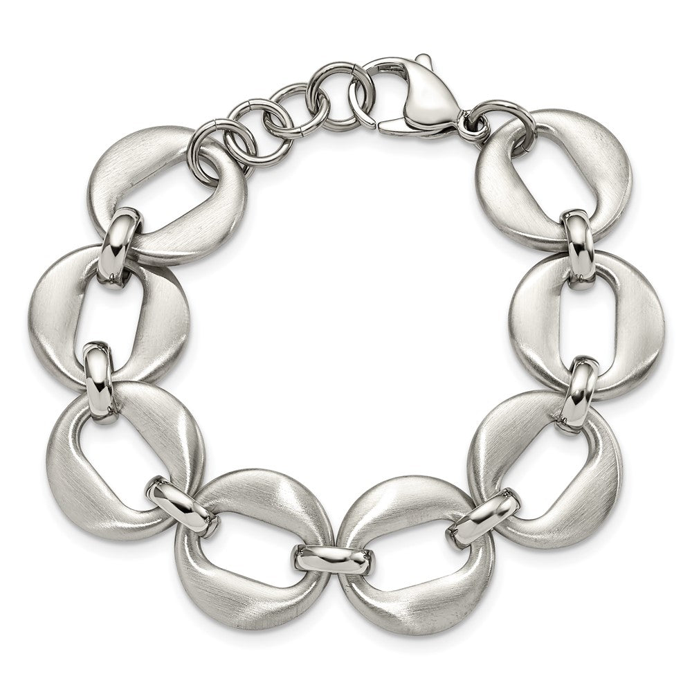 Stainless Steel Polished and Brushed 7.5in w/.5in ext. Bracelet