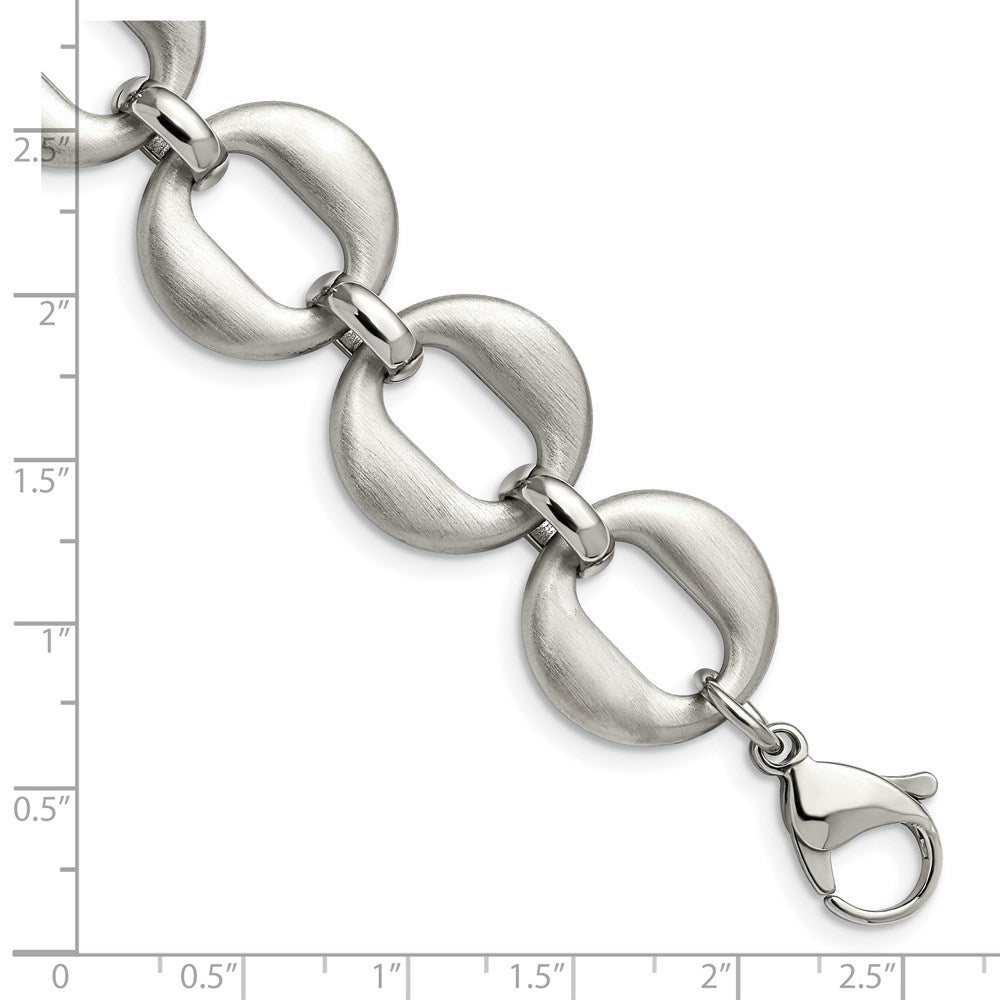 Stainless Steel Polished and Brushed 7.5in w/.5in ext. Bracelet