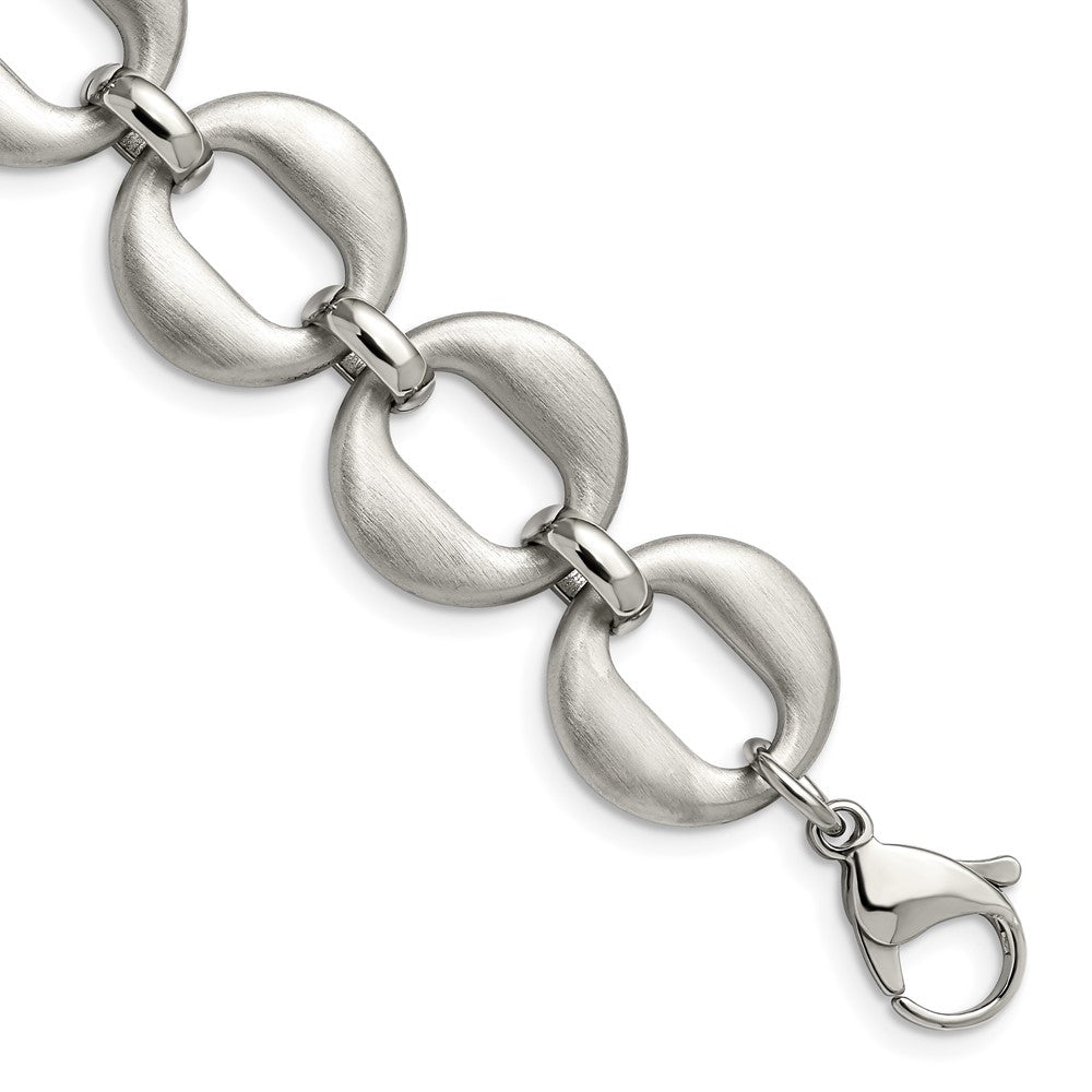 Stainless Steel Polished and Brushed 7.5in w/.5in ext. Bracelet