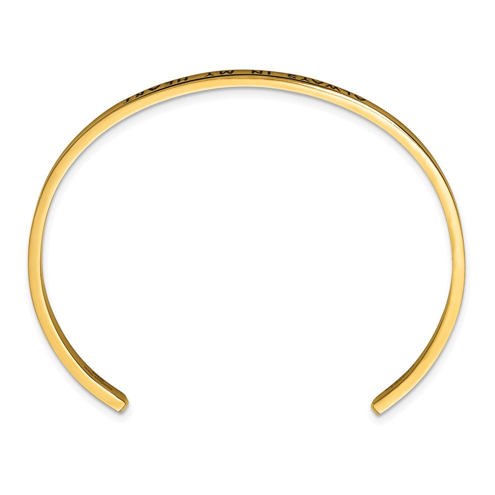 Stainless Steel Polished Rose IP w/Enamel/Crystal IN MY HEART Cuff Bangle