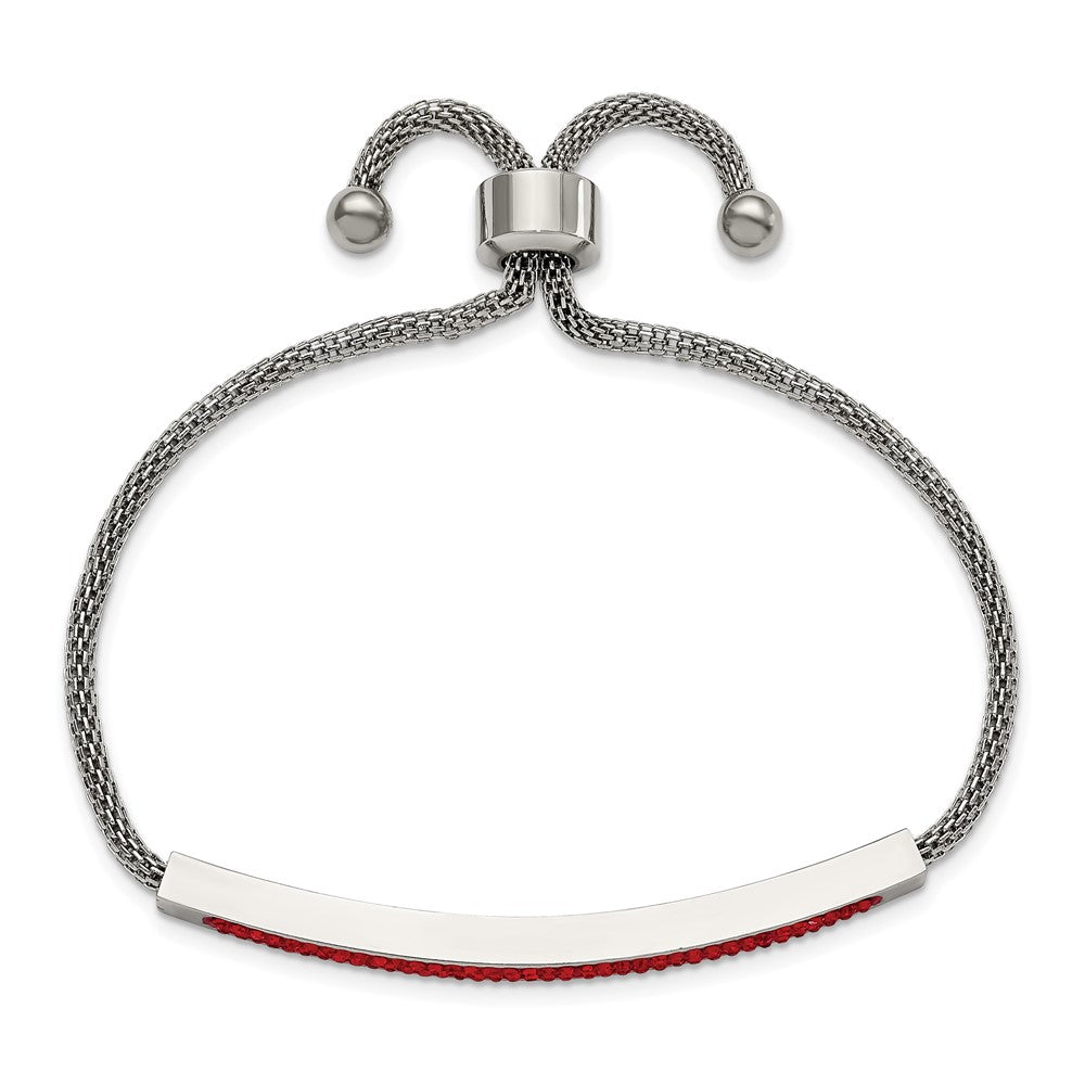 Stainless Steel Polished with Red Glass Adjustable Bracelet