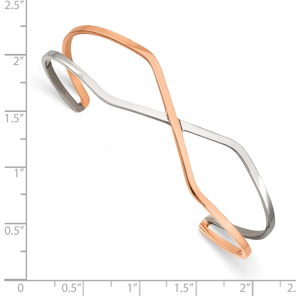 Stainless Steel Polished Rose IP-plated Cuff Bangle