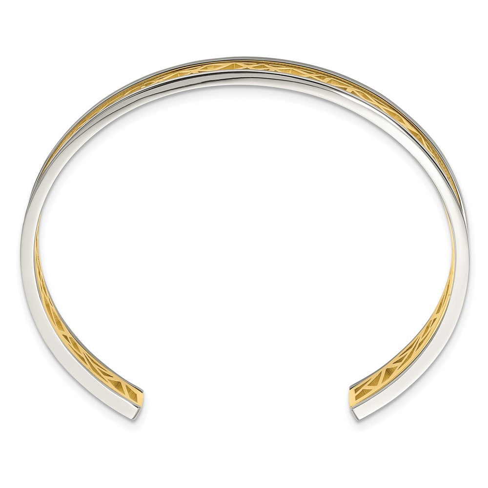 Stainless Steel Polished Yellow IP-plated Cut out Center 9.5mm Bangle