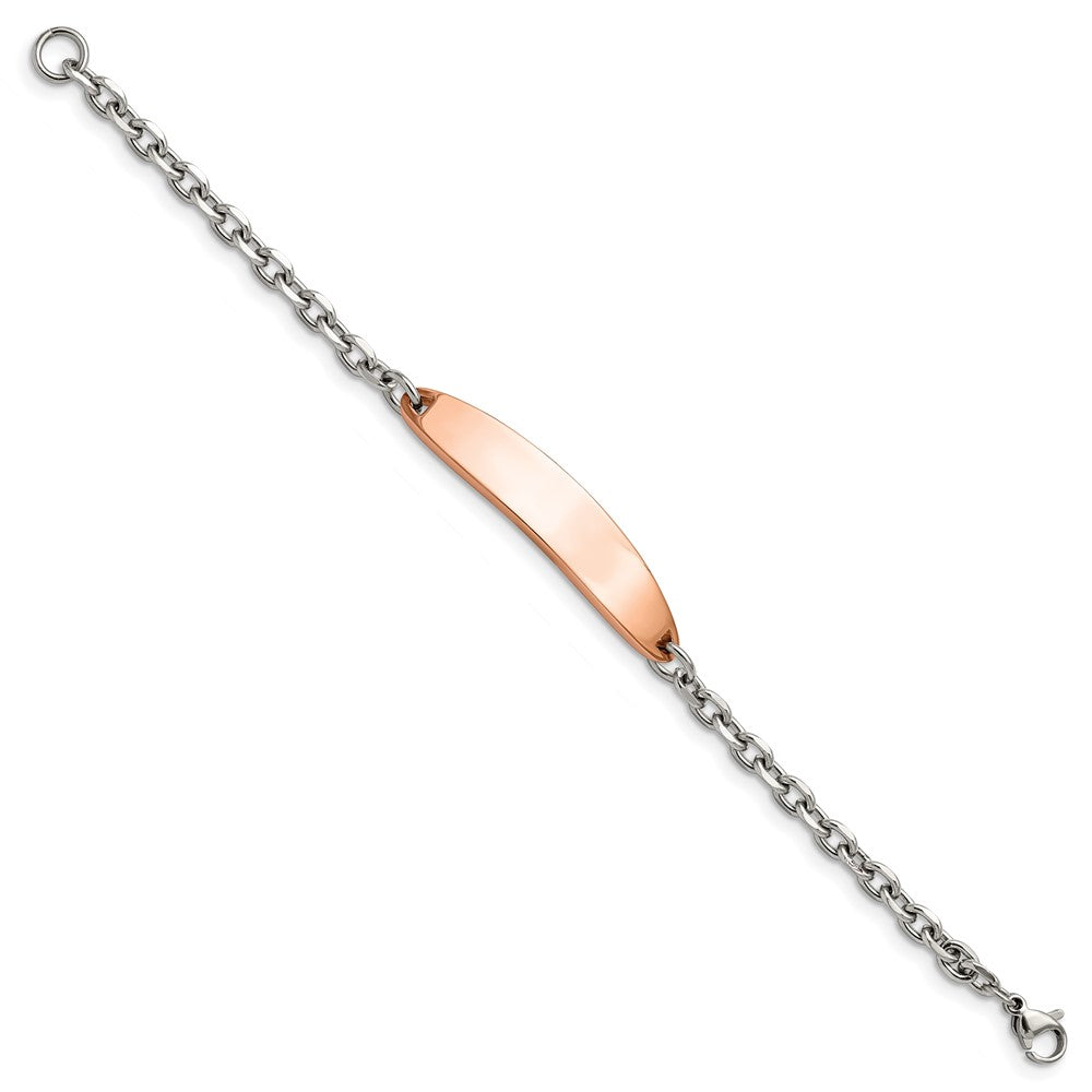 Stainless Steel Polished Rose IP-plated 7in ID Bracelet