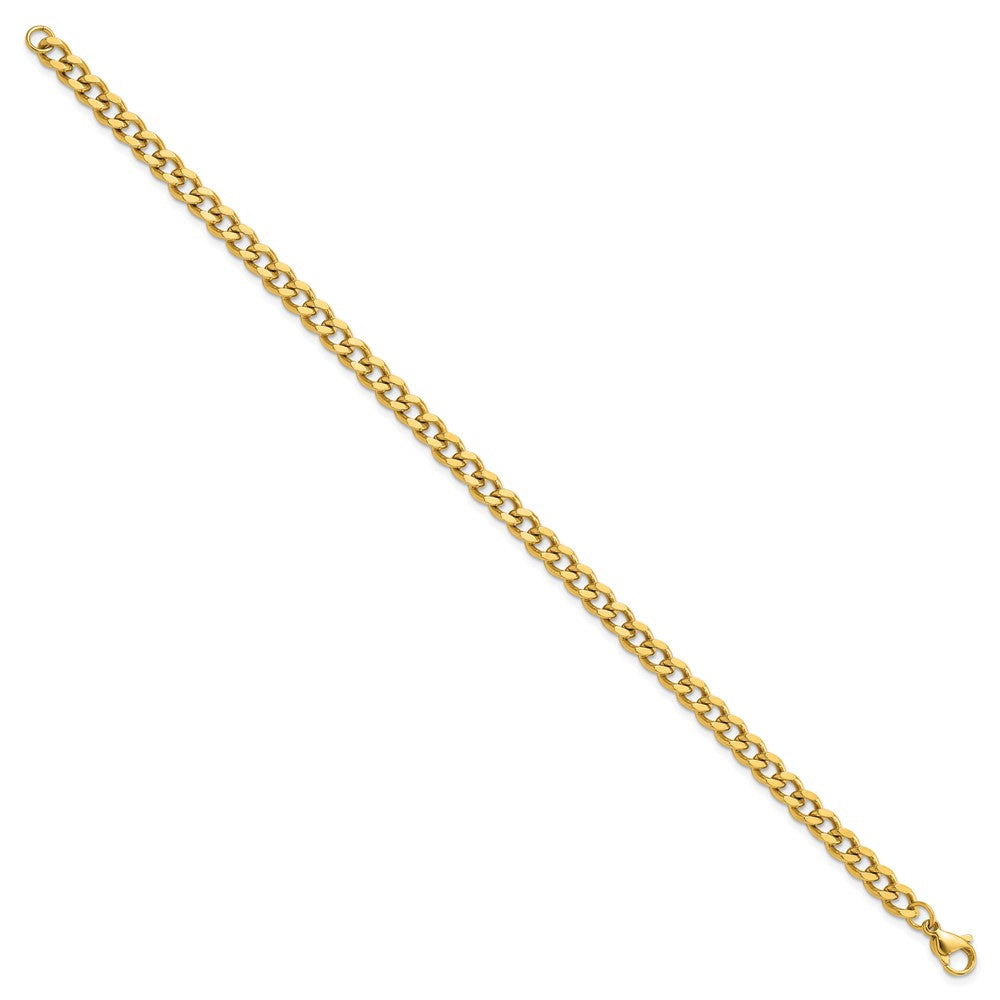 Stainless Steel Polished Yellow IP 8.5in Curb 5mm Chain Bracelet