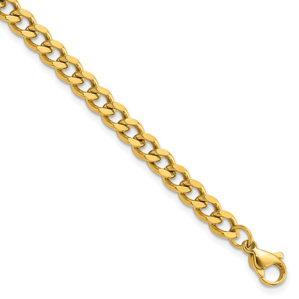 Stainless Steel Polished Yellow IP 8.5in Curb 5mm Chain Bracelet
