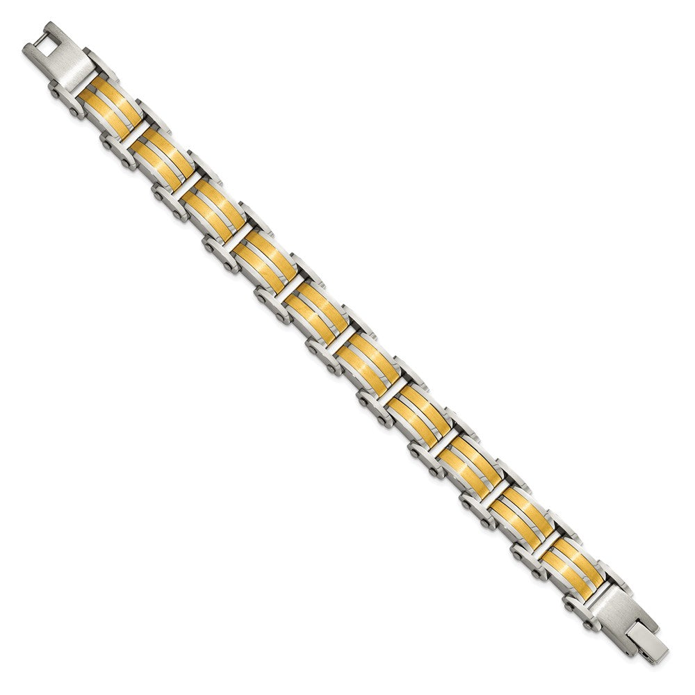 Stainless Steel Brushed and Polished Yellow IP-plated 8.25in Bracelet