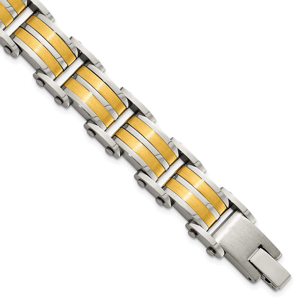 Stainless Steel Brushed and Polished Yellow IP-plated 8.25in Bracelet