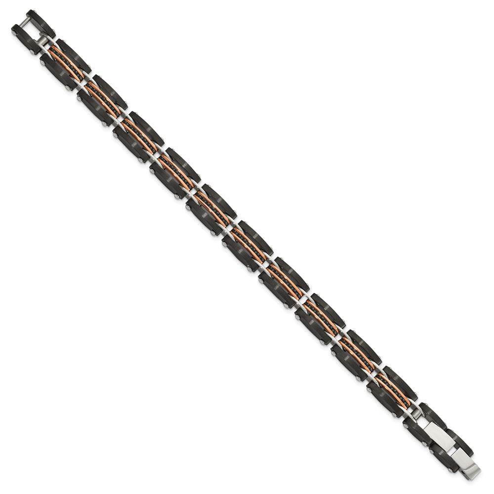 Stainless Steel Brushed/Polished Rose/Black IP Reversible w/.5in ext. Brace