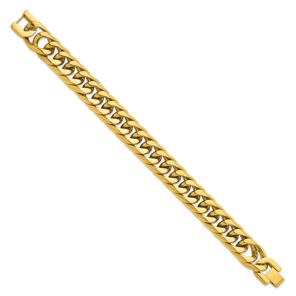 Stainless Steel Yellow IP-plated 16mm Curb 8.5in Bracelet
