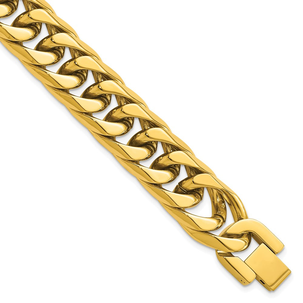 Stainless Steel Yellow IP-plated 16mm Curb 8.5in Bracelet