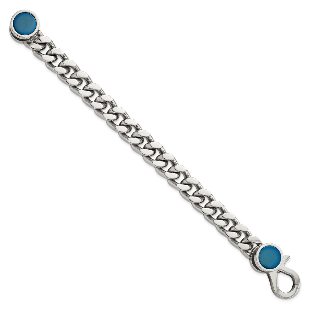 Stainless Steel Polished Blue IP-plated Link 8in Bracelet