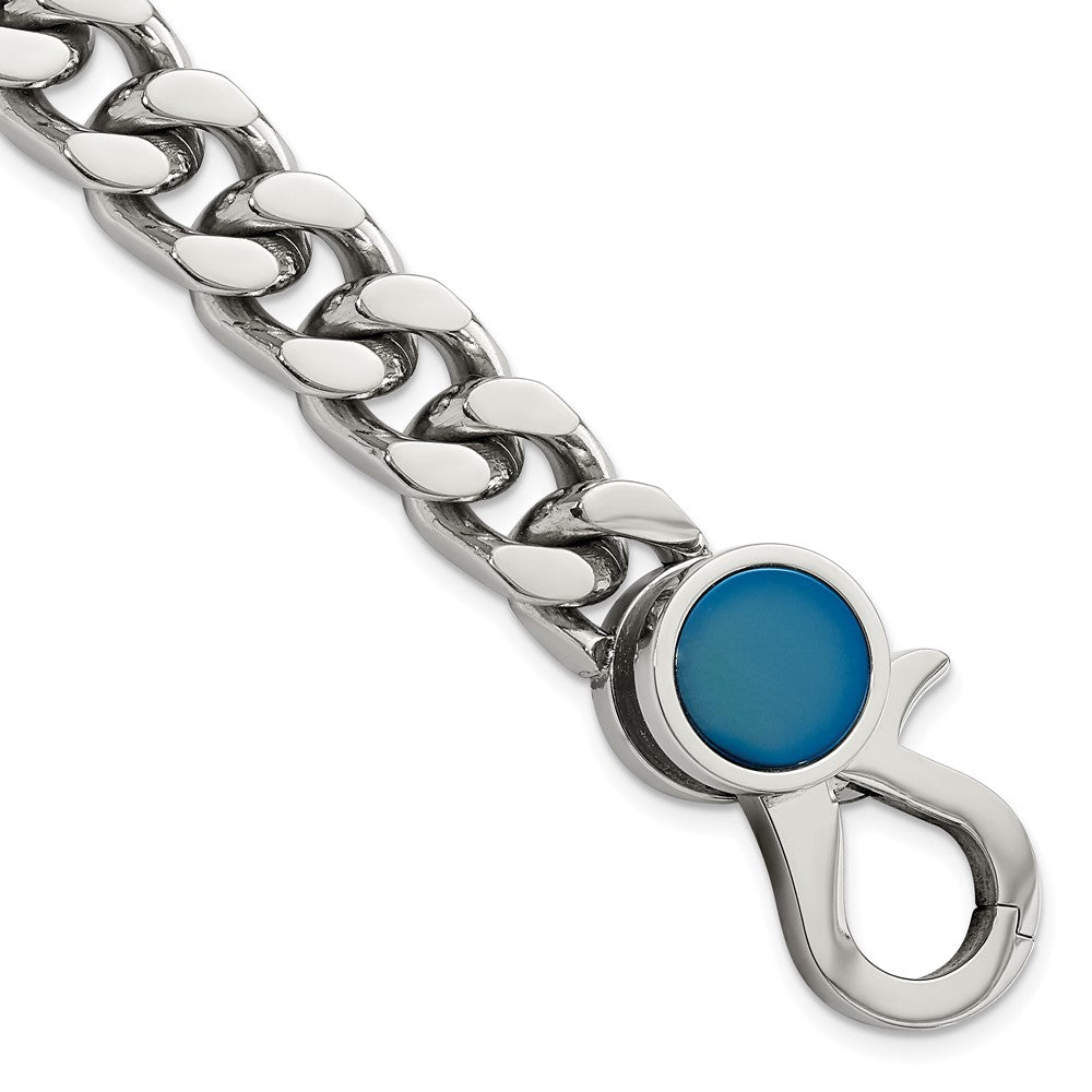Stainless Steel Polished Blue IP-plated Link 8in Bracelet