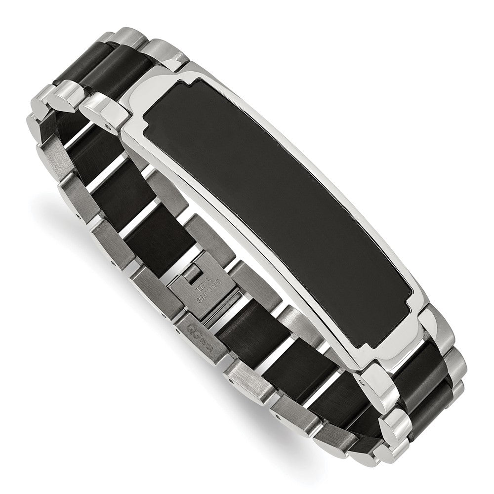 Stainless Steel Brushed and Polished Black IP-plated 8.5in ID Bracelet