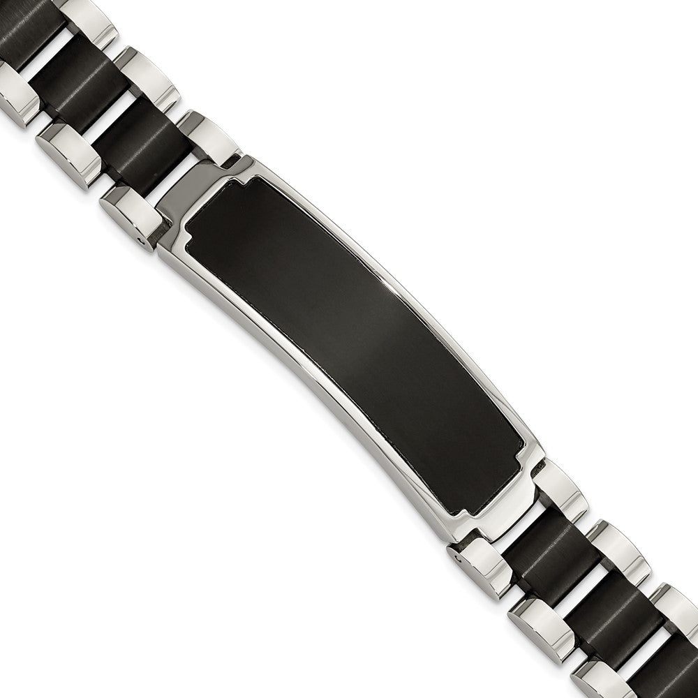 Stainless Steel Brushed and Polished Black IP-plated 8.5in ID Bracelet