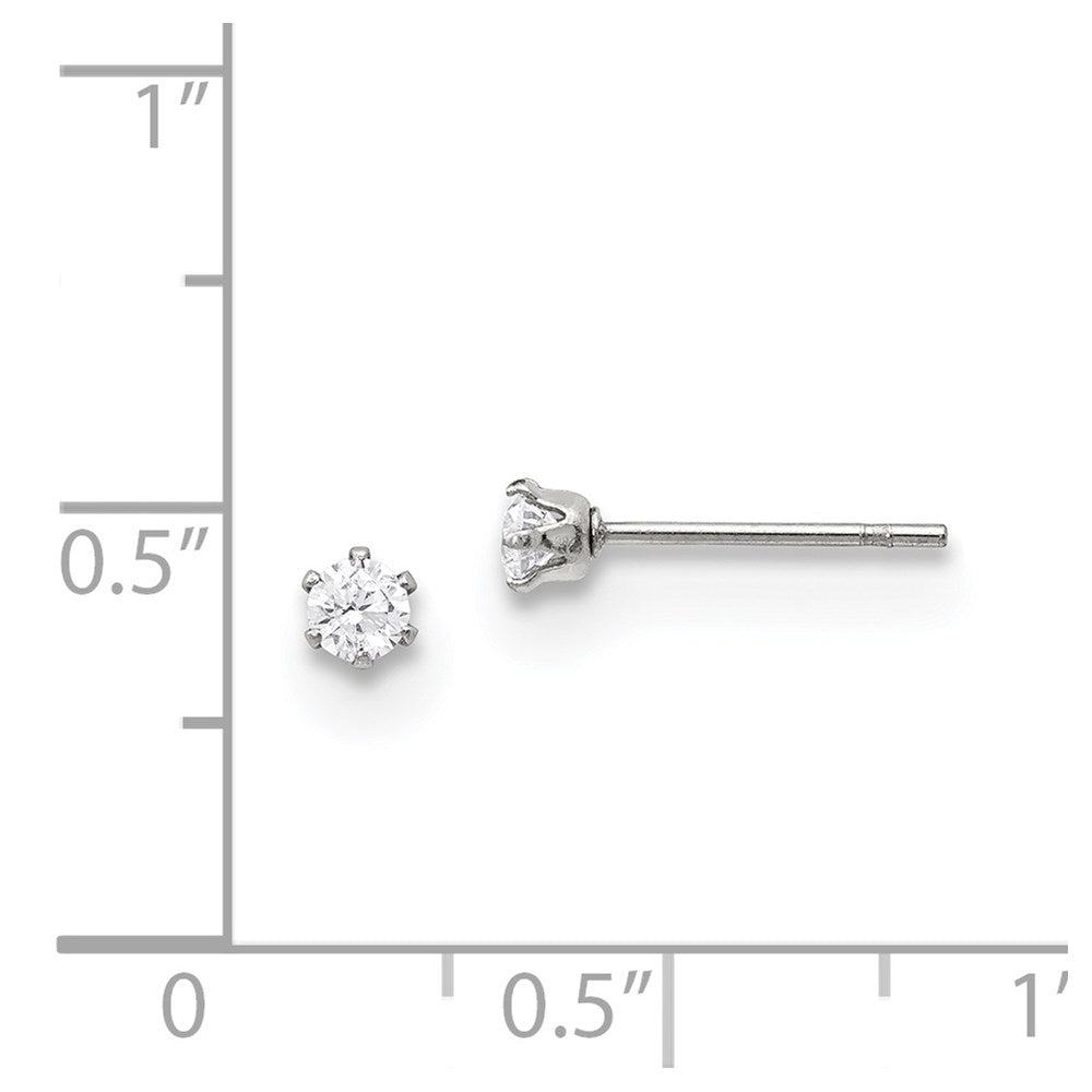 Stainless Steel Polished 3mm CZ Stud Post Earrings