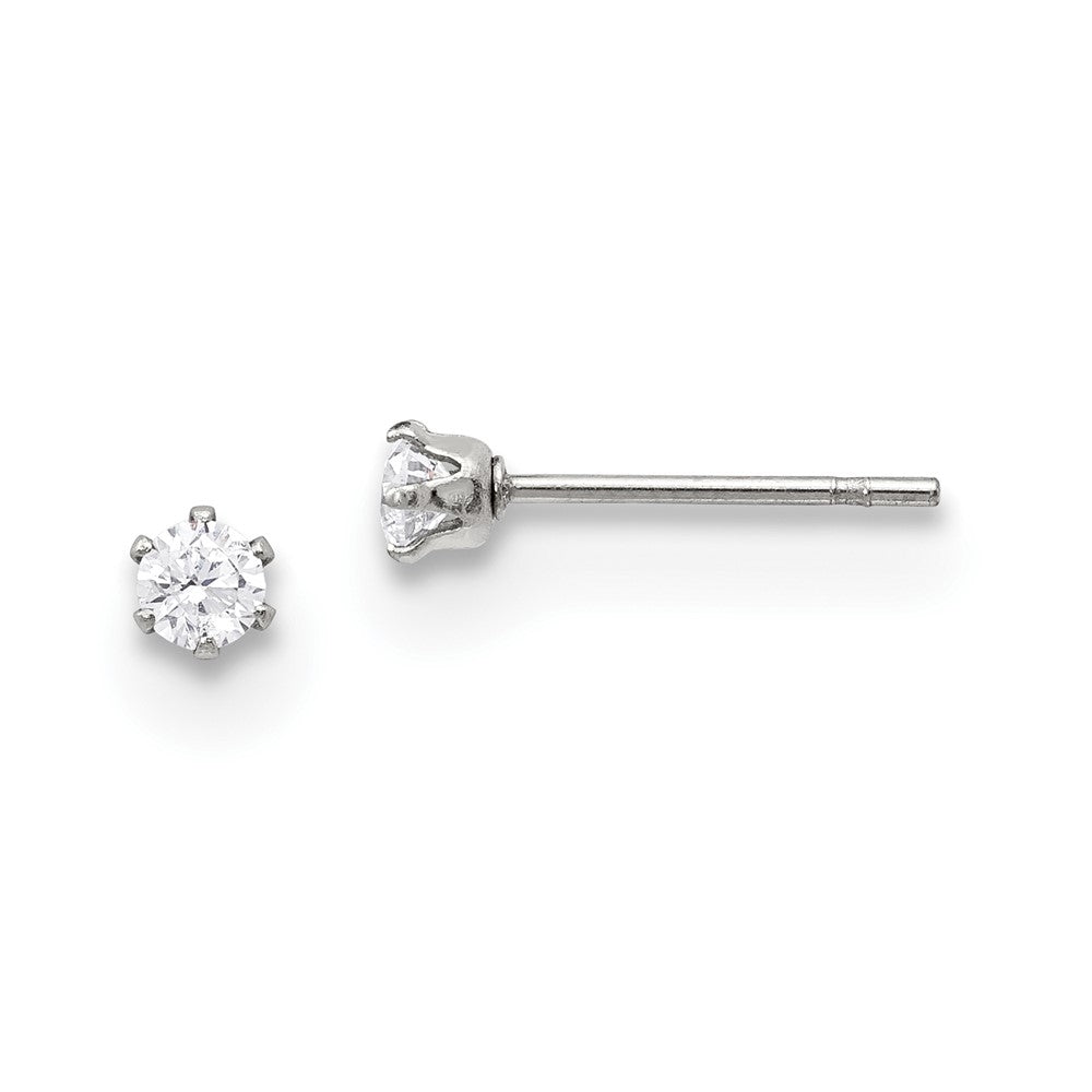 Stainless Steel Polished 3mm CZ Stud Post Earrings
