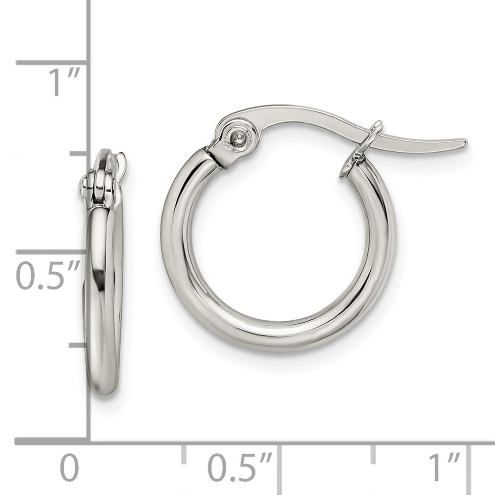 Stainless Steel Polished 15.5mm Diameter Hoop Earrings