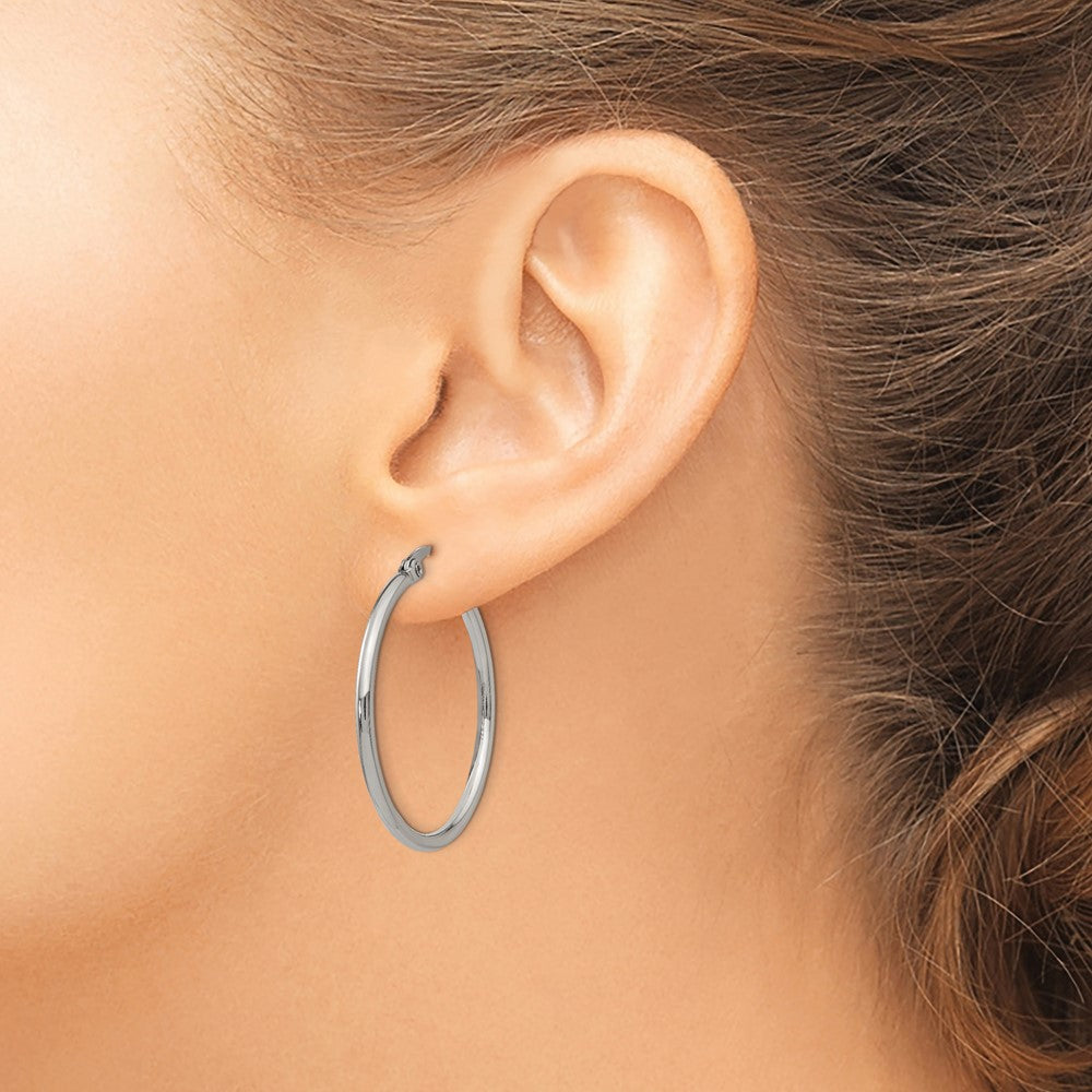 Stainless Steel Polished 32.5mm Diameter Hoop Earrings