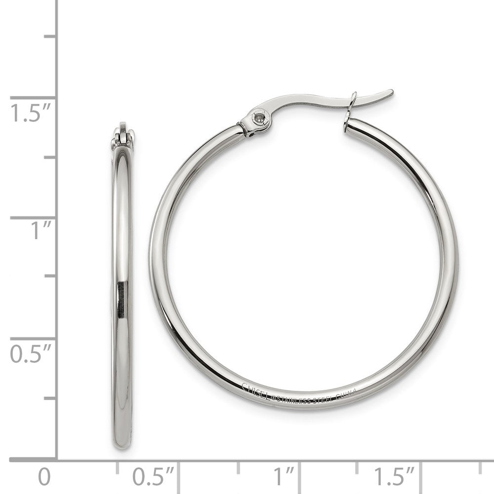Stainless Steel Polished 32.5mm Diameter Hoop Earrings