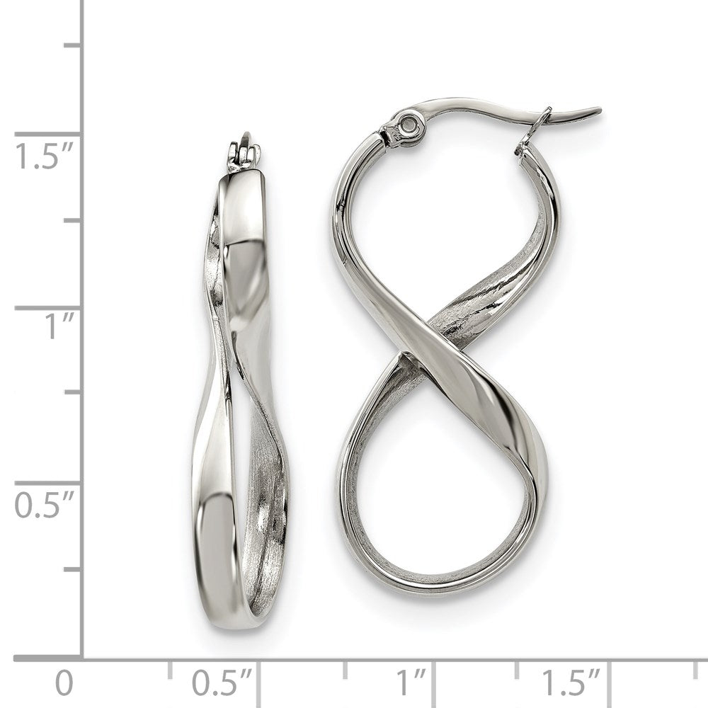 Stainless Steel Polished Infinity Symbol Twist Hoop Earrings
