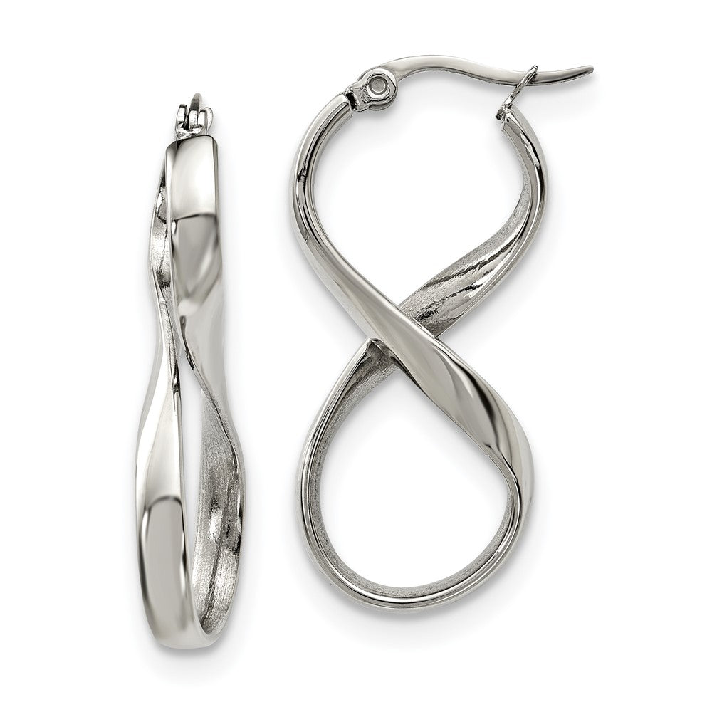 Stainless Steel Polished Infinity Symbol Twist Hoop Earrings