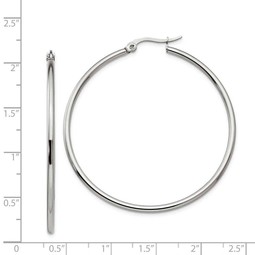 Stainless Steel Polished 48mm Diameter Hoop Earrings