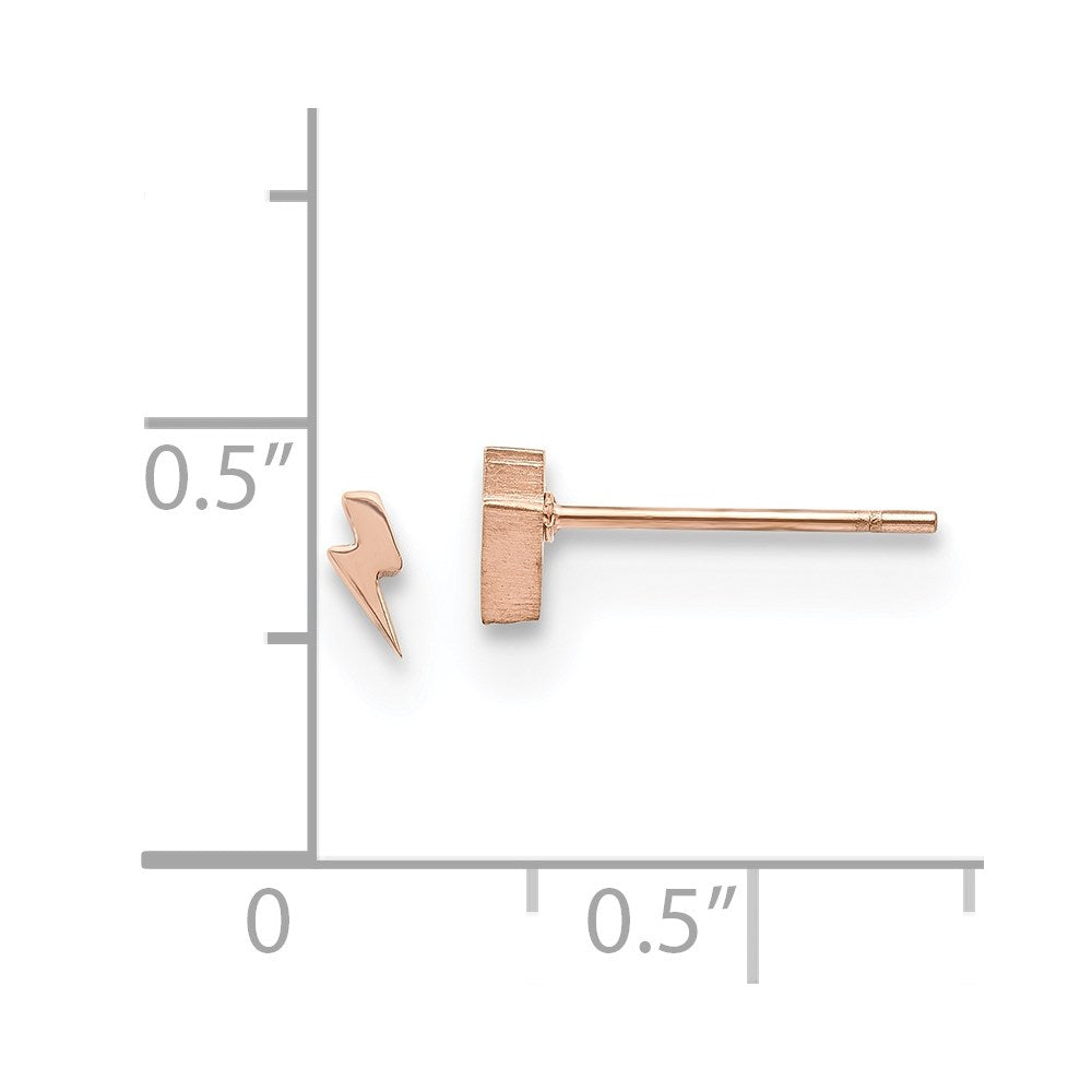 Stainless Steel Polished Rose IP-plated Lightning Bolt Post Earrings
