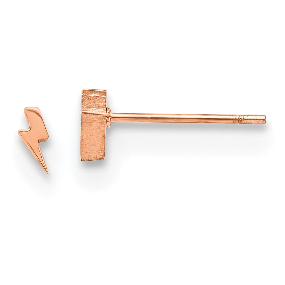 Stainless Steel Polished Rose IP-plated Lightning Bolt Post Earrings