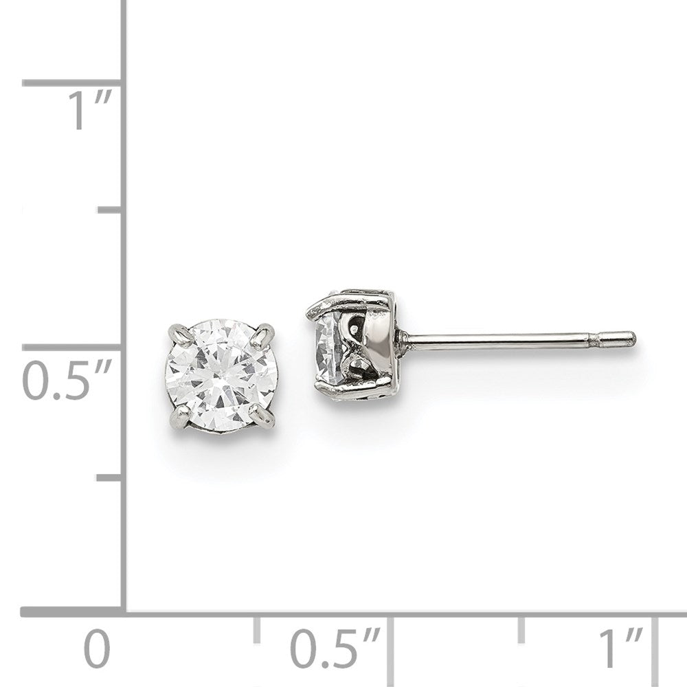 Stainless Steel Polished CZ Post Earrings