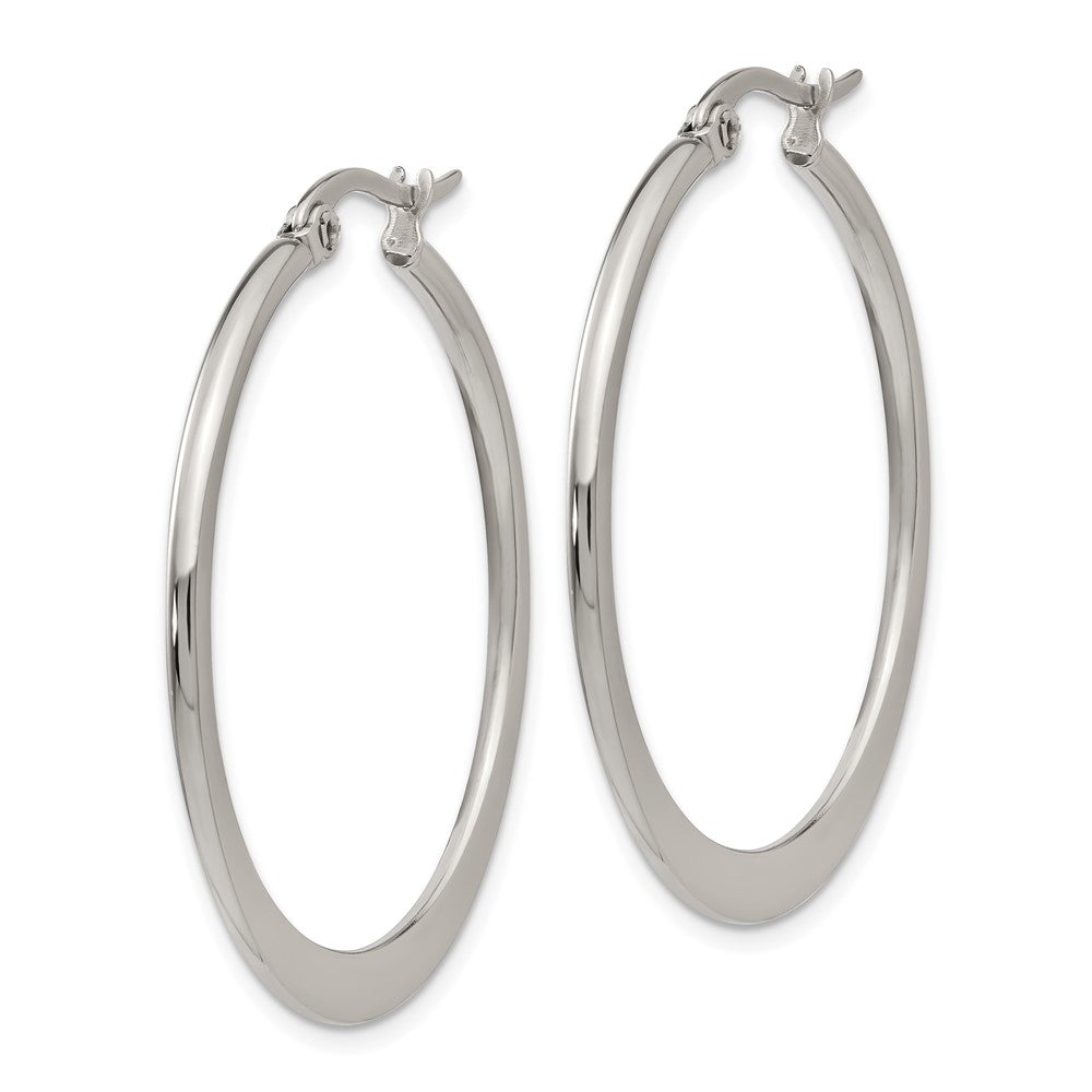 Stainless Steel Polished 34mm Diameter Hoop Earrings