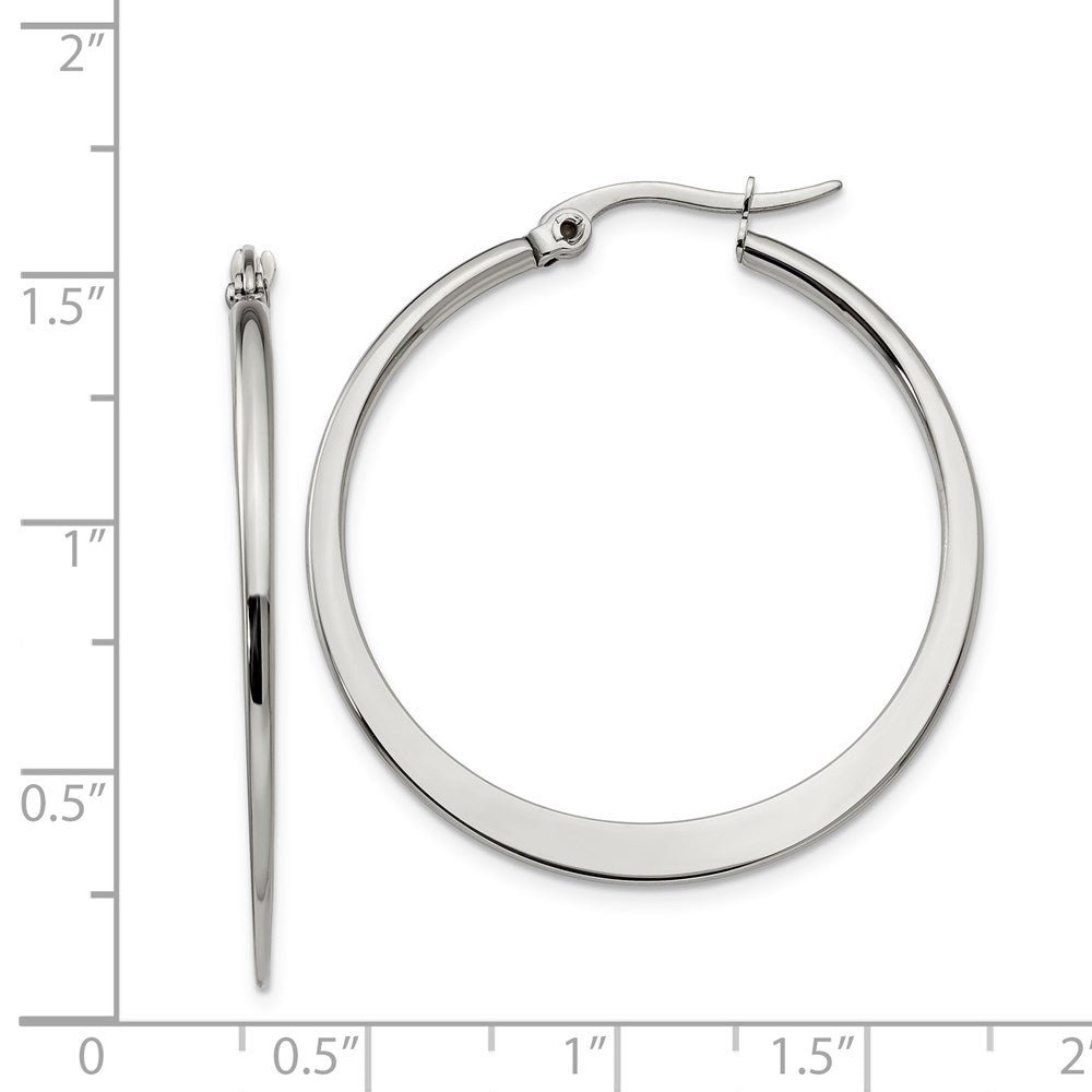 Stainless Steel Polished 34mm Diameter Hoop Earrings
