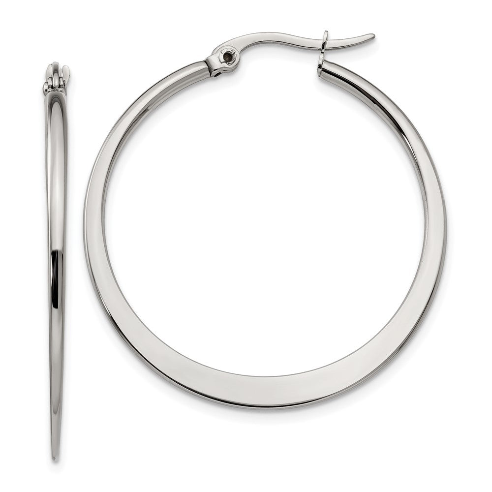 Stainless Steel Polished 34mm Diameter Hoop Earrings