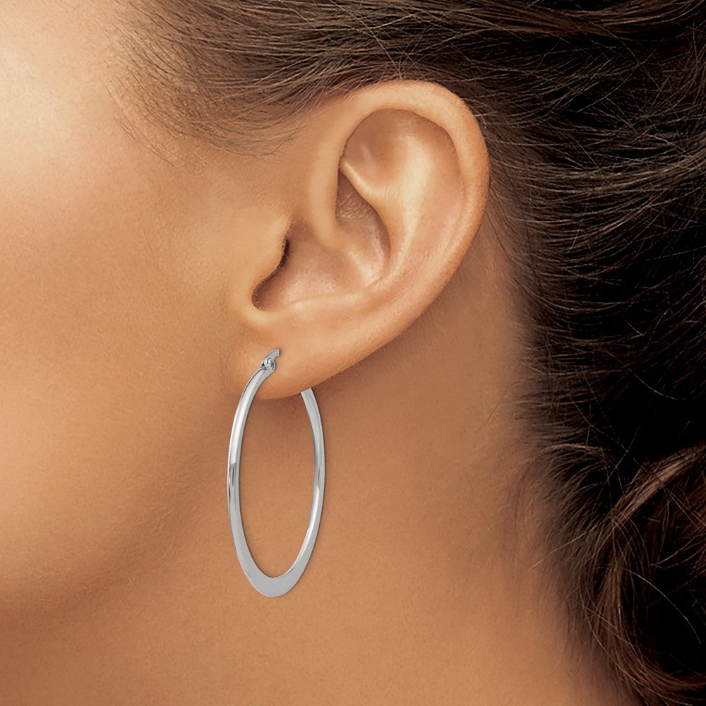 Stainless Steel Polished 40mm Diameter Hoop Earrings
