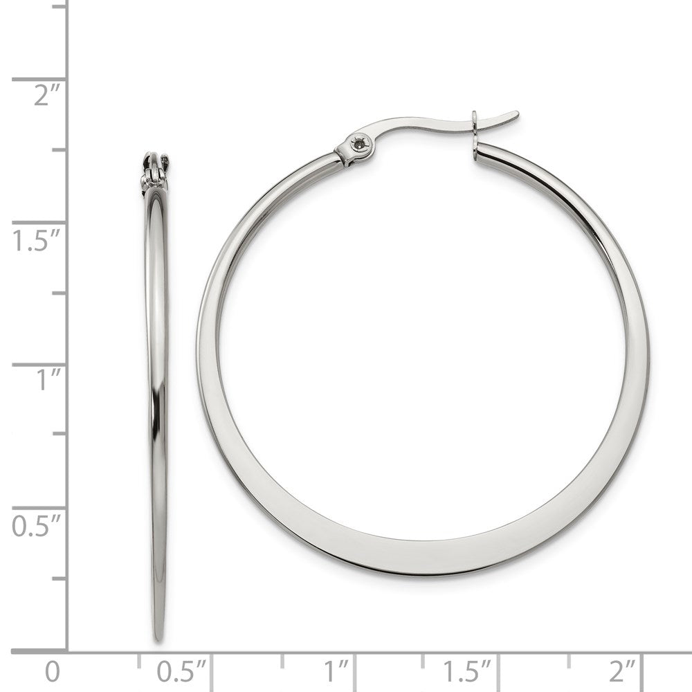 Stainless Steel Polished 40mm Diameter Hoop Earrings