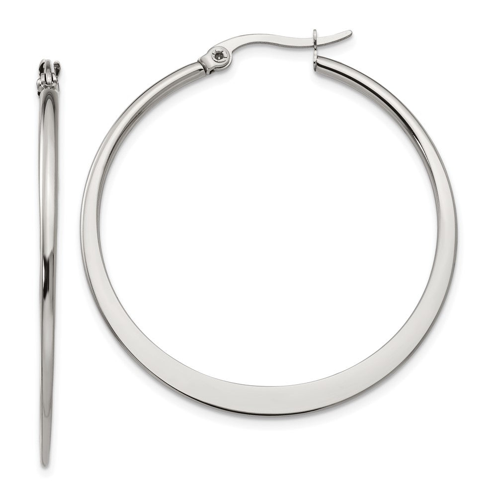 Stainless Steel Polished 40mm Diameter Hoop Earrings