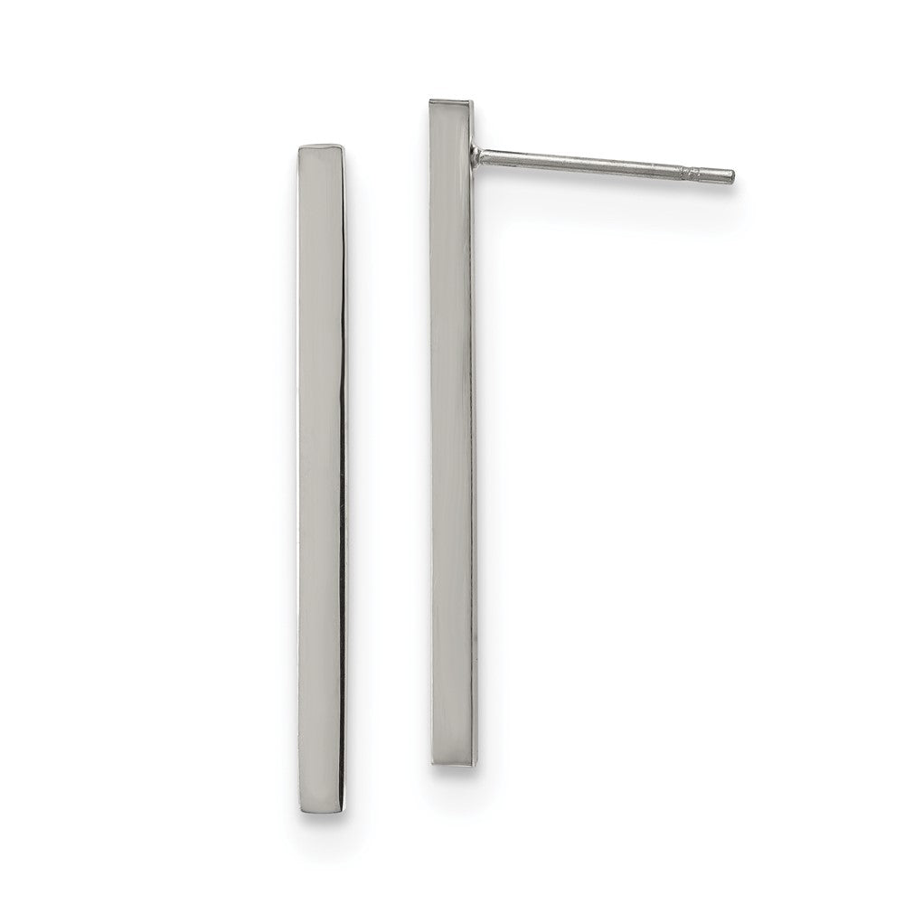 Stainless Steel Polished Bar Post Earrings