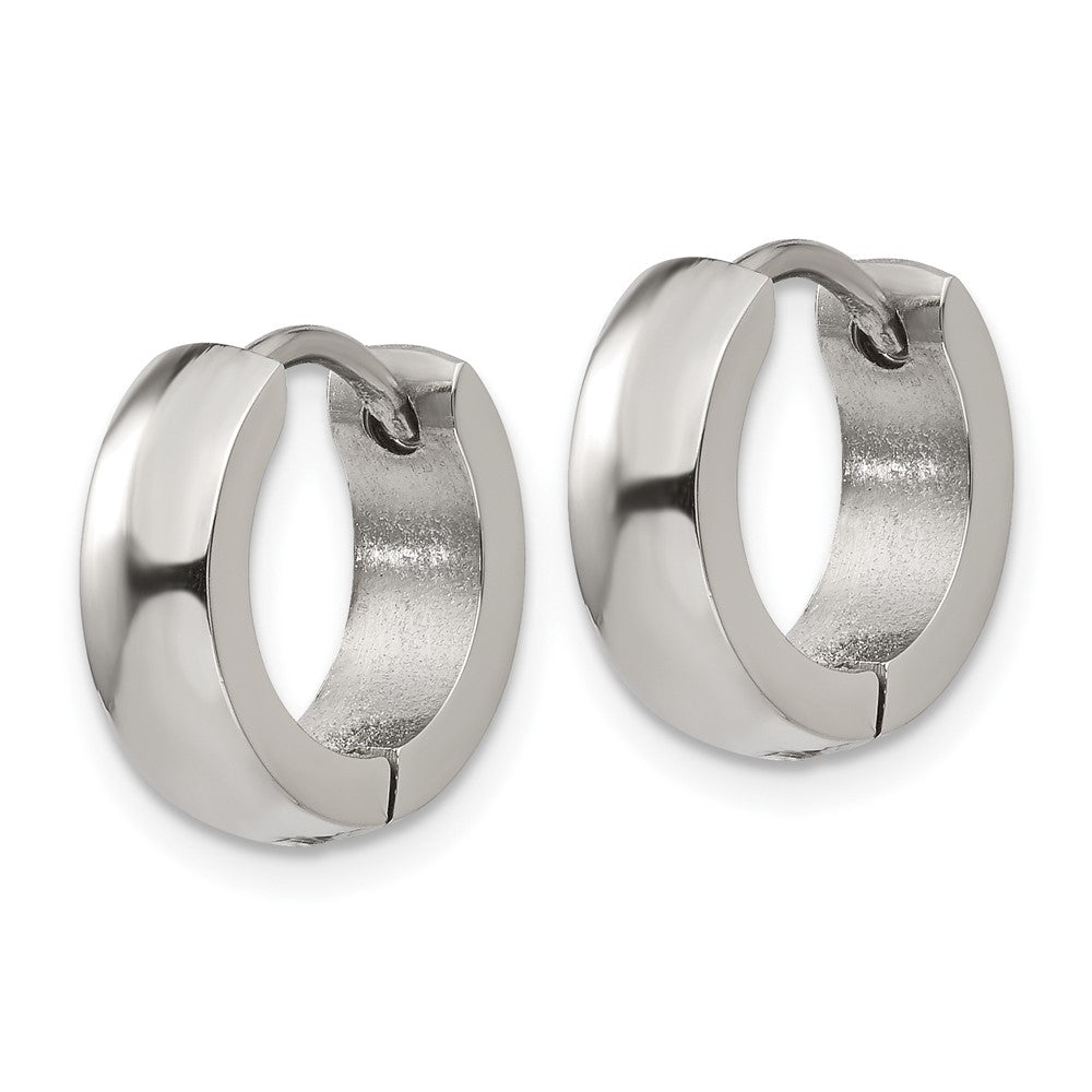 Stainless Steel Polished 4mm Hinged Hoop Earrings