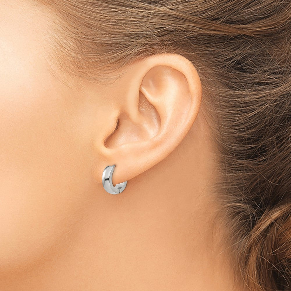 Stainless Steel Polished 4mm Hinged Hoop Earrings