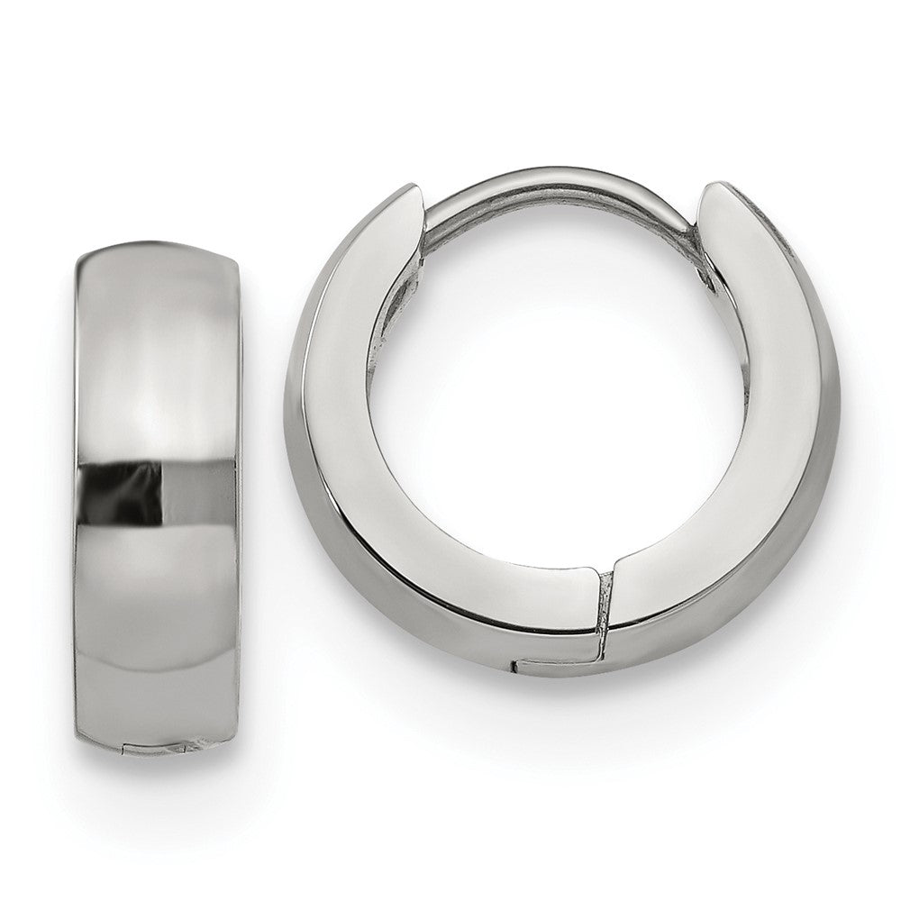 Stainless Steel Polished 4mm Hinged Hoop Earrings