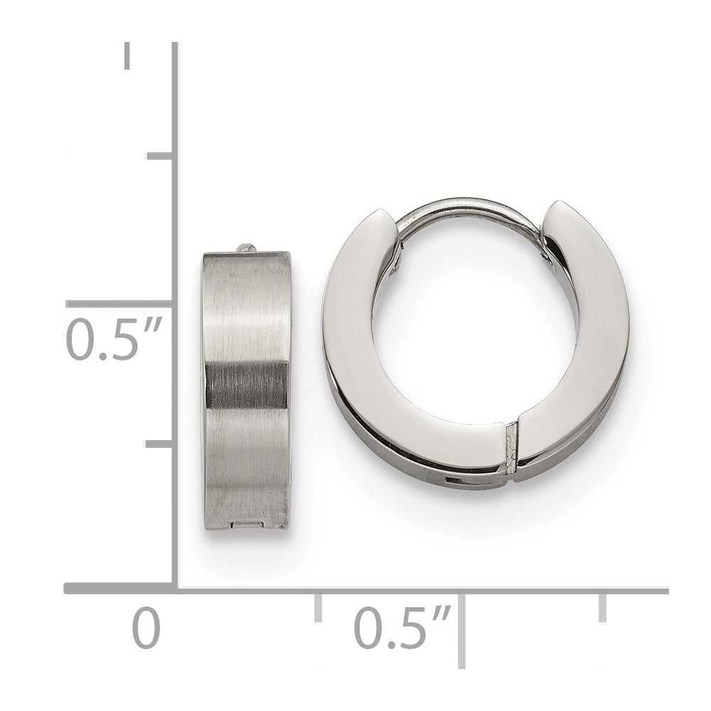 Stainless Steel Brushed and Polished 4mm Hinged Hoop Earrings
