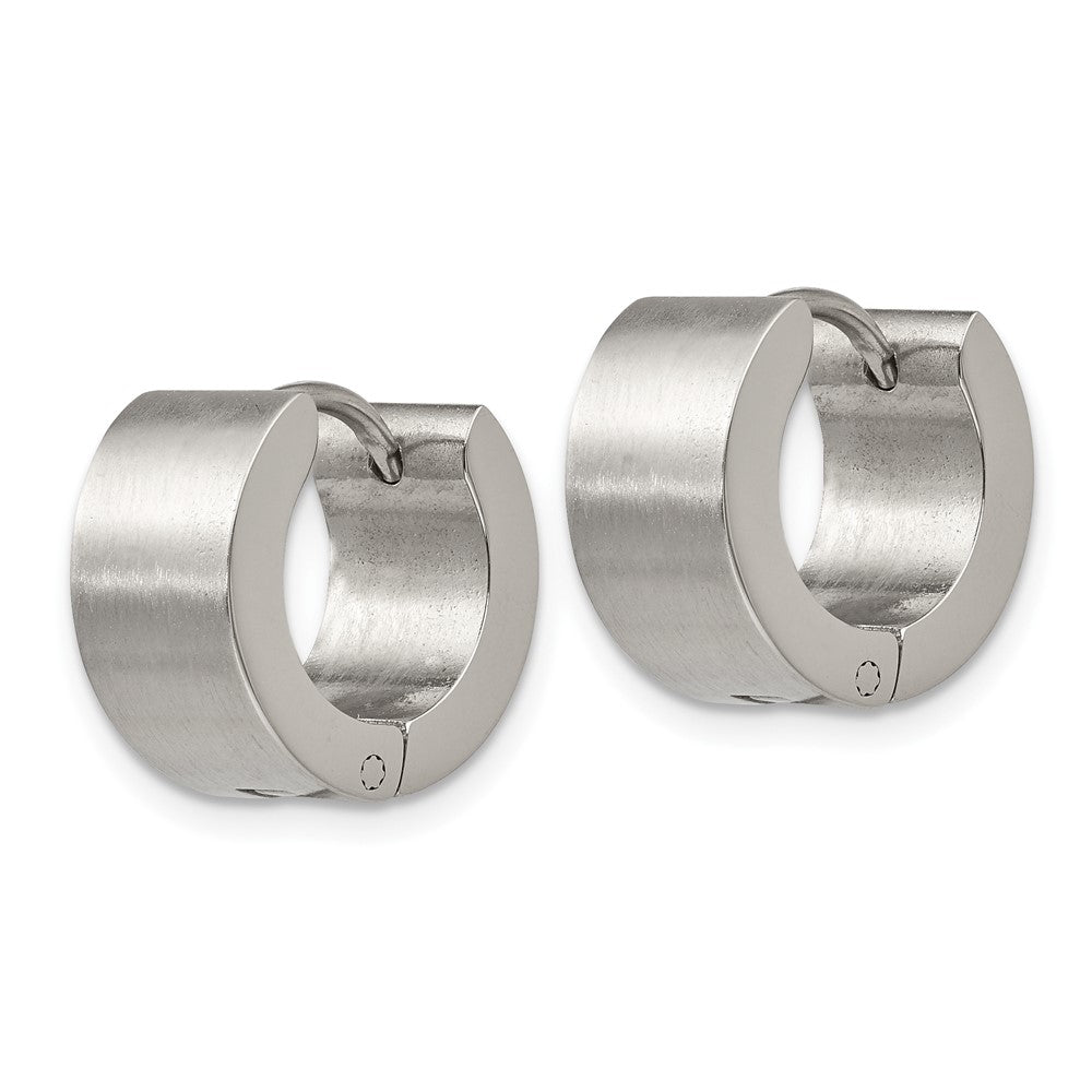 Stainless Steel Brushed and Polished 7mm Hinged Hoop Earrings