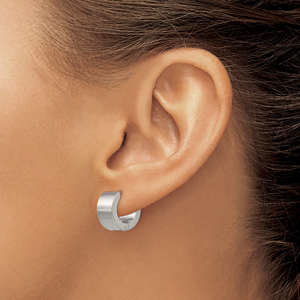 Stainless Steel Brushed and Polished 7mm Hinged Hoop Earrings