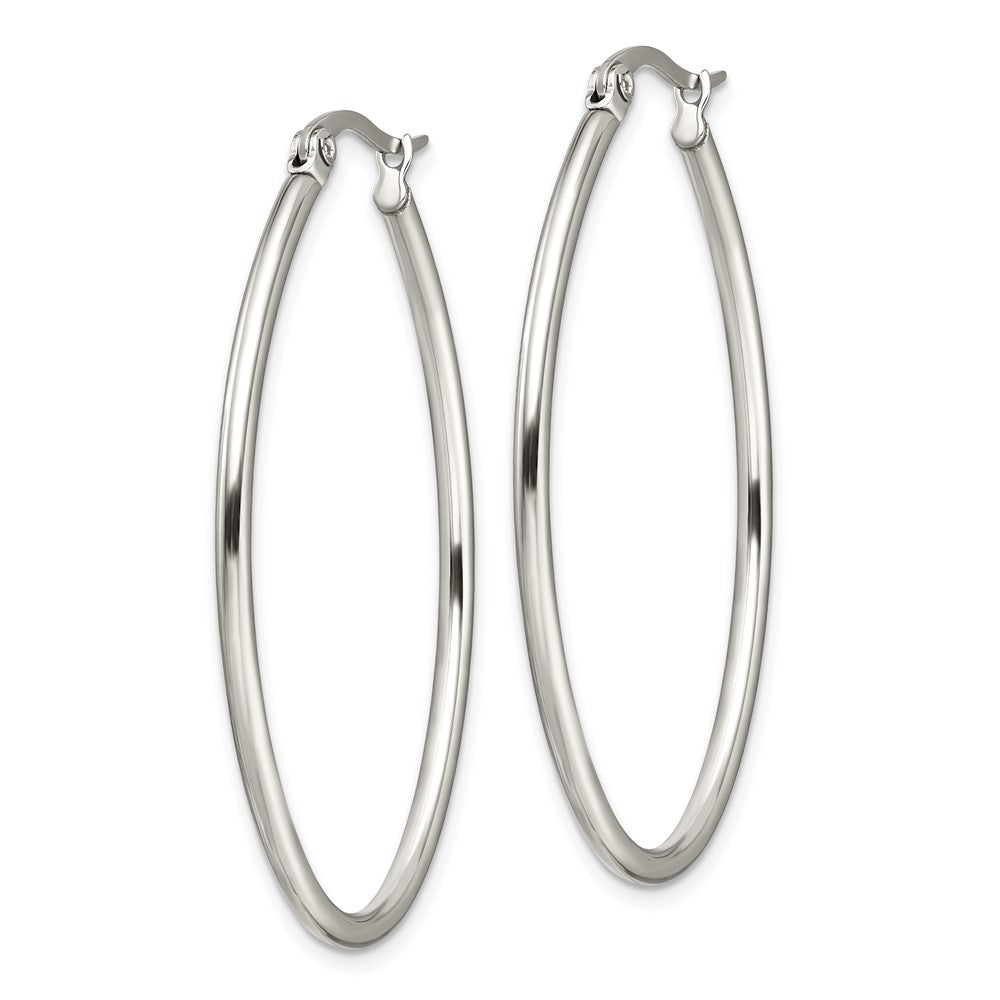 Stainless Steel Polished 30mm Diameter Oval Hoop Earrings