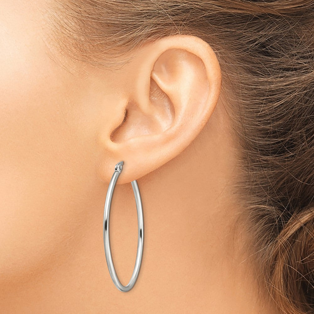 Stainless Steel Polished 30mm Diameter Oval Hoop Earrings